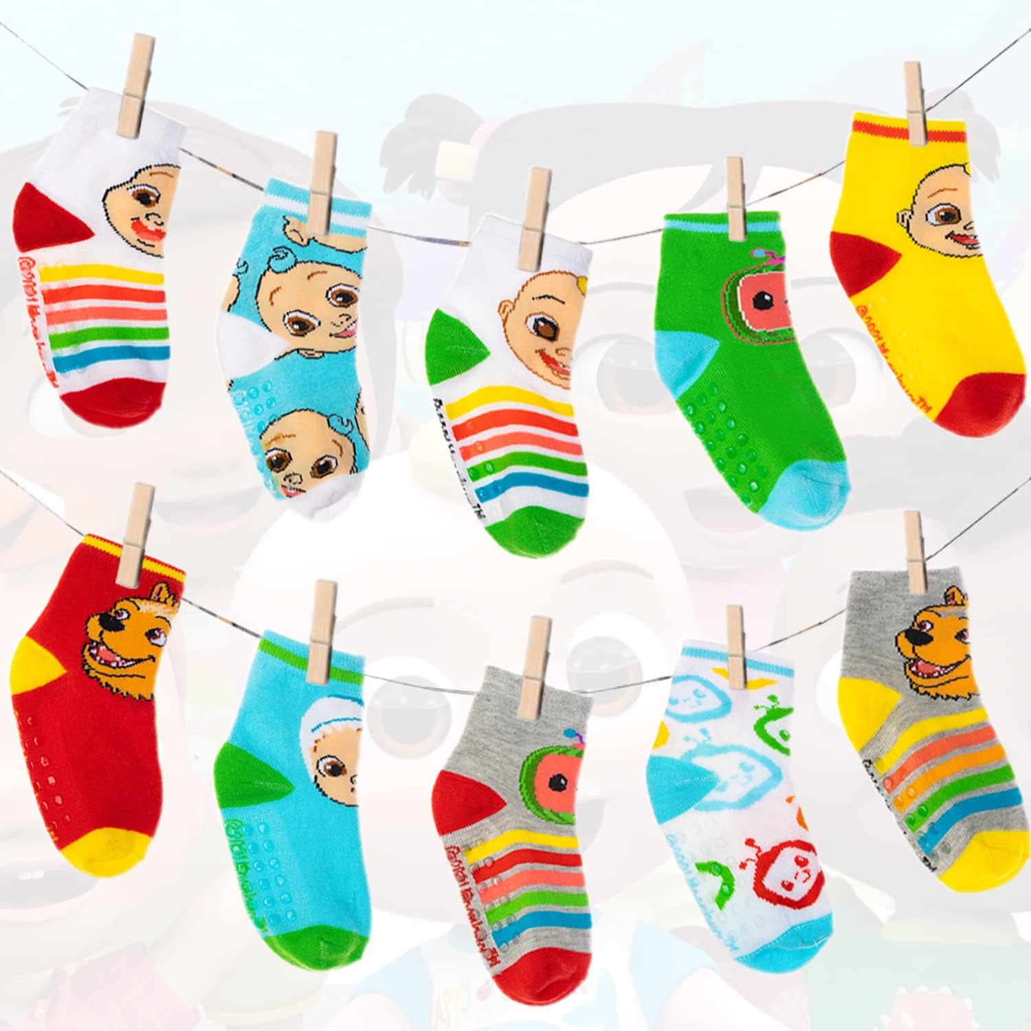 Cocomelon Socks 10 Pack Toddler Socks 6-24 Months & 2T-5T Unisex Multicolored Cartoon Crew Socks