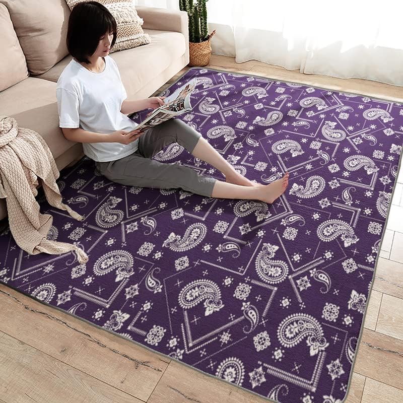 Miniatura 4 de Alfombra bandana y decoración de habitación, alfombra de 3 x 5 pies, alfombras de cachemira para dormitorio, sala de estar, alfombra de área morada,