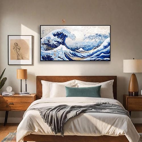 Miniatura 6 de The Mode Art The Great Wave Off Kanagawa - Lienzo enmarcado para pared, cuadros abstractos de paisaje marino, arte japonés moderno para decoración