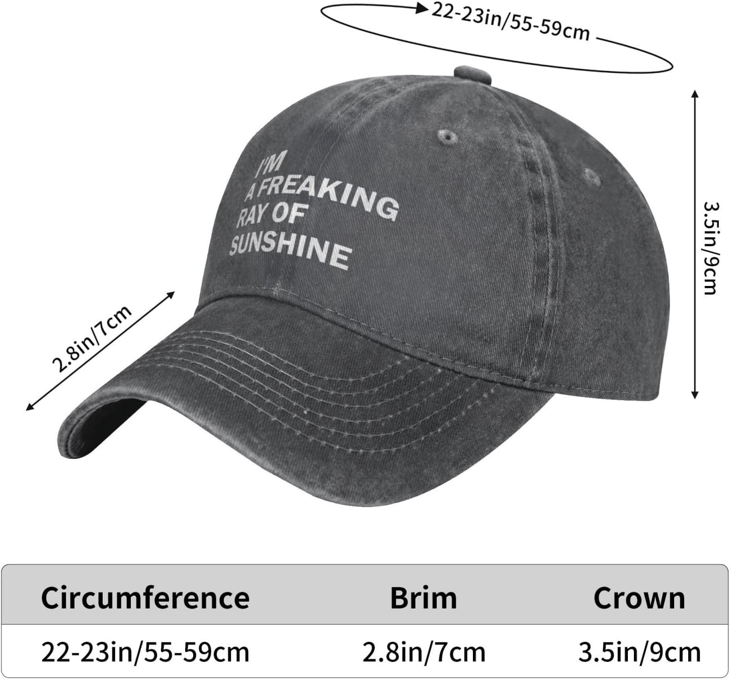 I'm A Freaking Ray of Sunshine Cap for Men Baseball Hat Vintage Caps