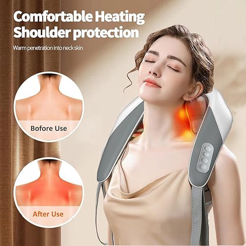 Miniatura 3 de Masajeador eléctrico de cuello, masajeador de hombros Shiatsu con calor, masajeador de cuello y hombros para aliviar el dolor de tejido profundo,