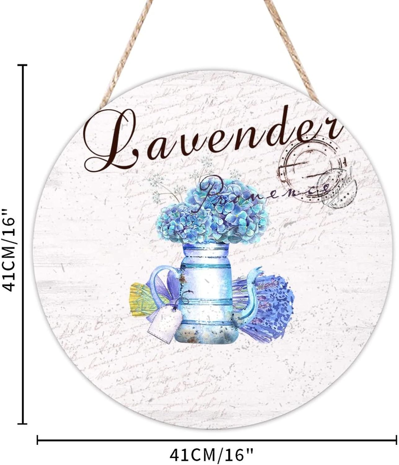 Flower Front Door Round Wood Sign, Lavender Wood Door Sign, Custom Calligraphy 16x16in Wall Door Hanging Sign for Front Door Entryway Porch Bar Pub Farewell Party Housewarming Gifts