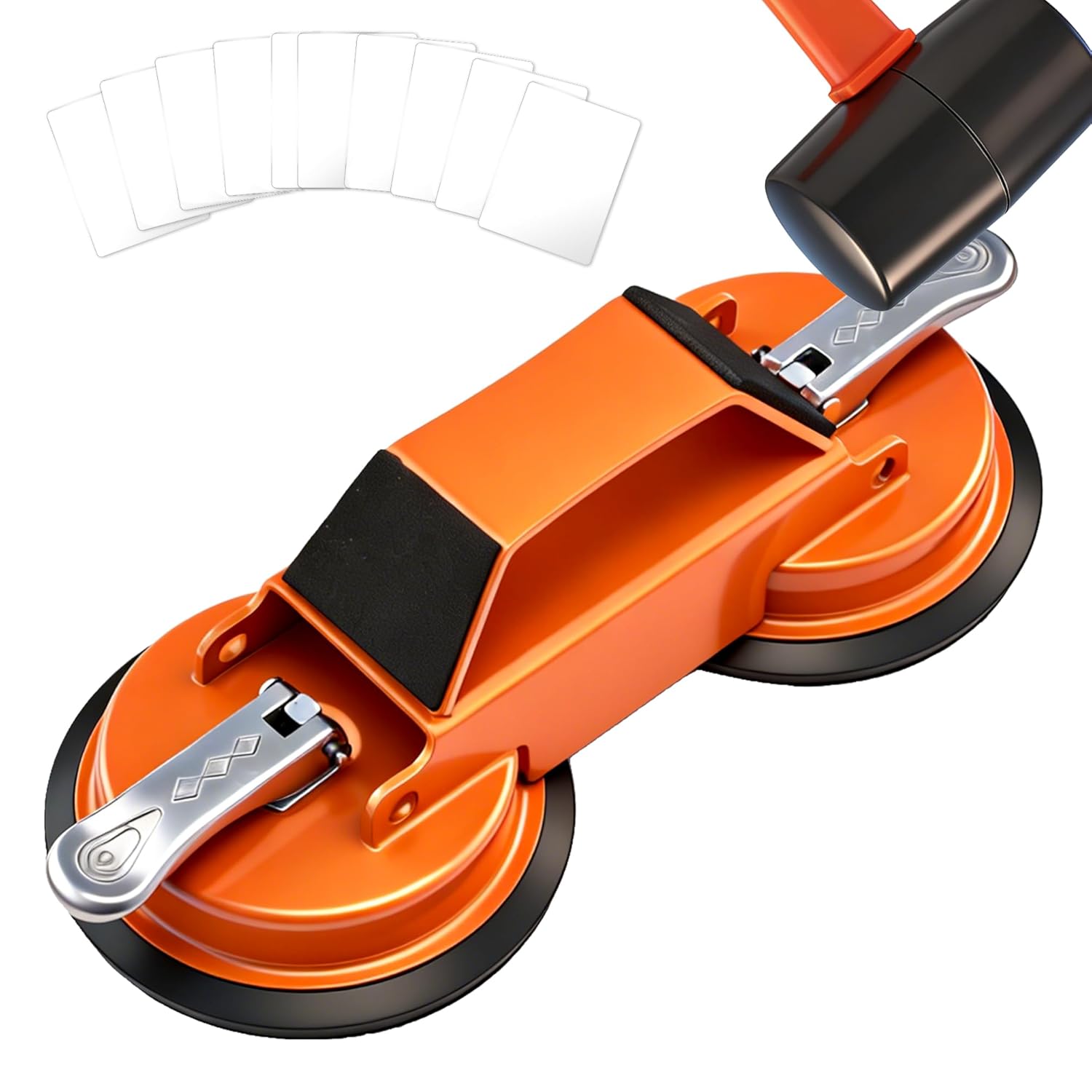 Saker Floor Gap Fixer Tool Kit with Mallet, 10PCS Washable Pads & Gloves, Suction Cup Tool for Laminate Floor Gap Repair, Vinyl Plank & Wood Floors (Dual Suction Cup+Rubber Mallet)