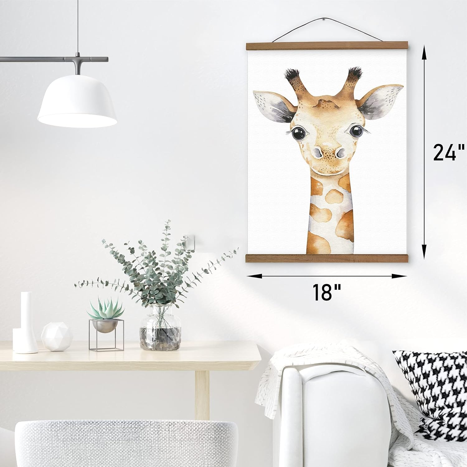 Safari Nursery Decor Kids Animal Wall Art Safari Framed Pictures, Set of 3 Wall Art for Bedroom Above Bed Animal Print Pictures, 3 Piece Poster with Zebra Giraffe Lion, Canvas Panels 18x24