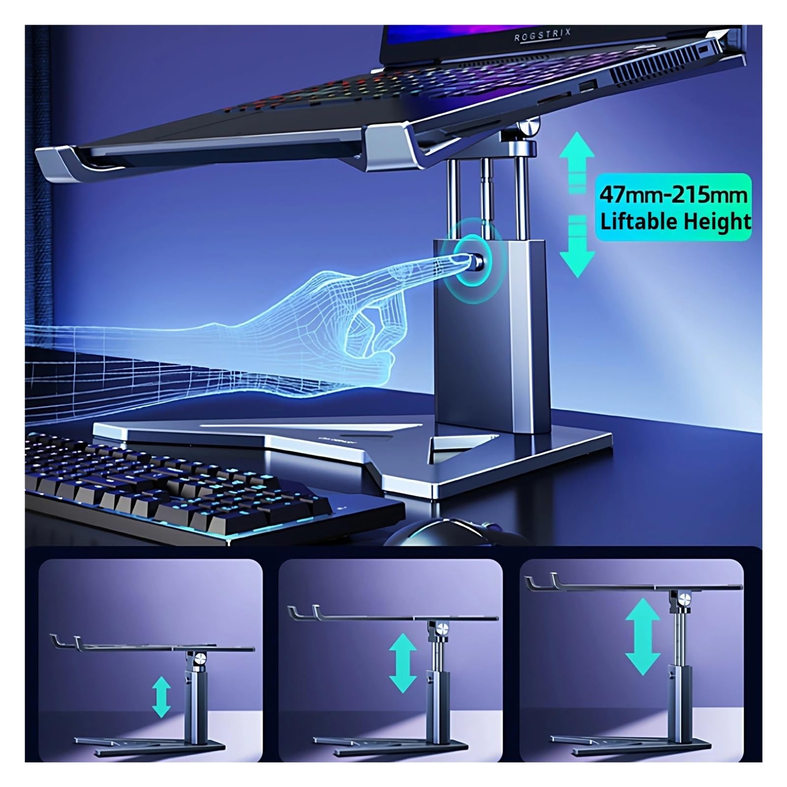 Supporto for laptop, rialzo regolabile in altezza for notebook da 12-18".