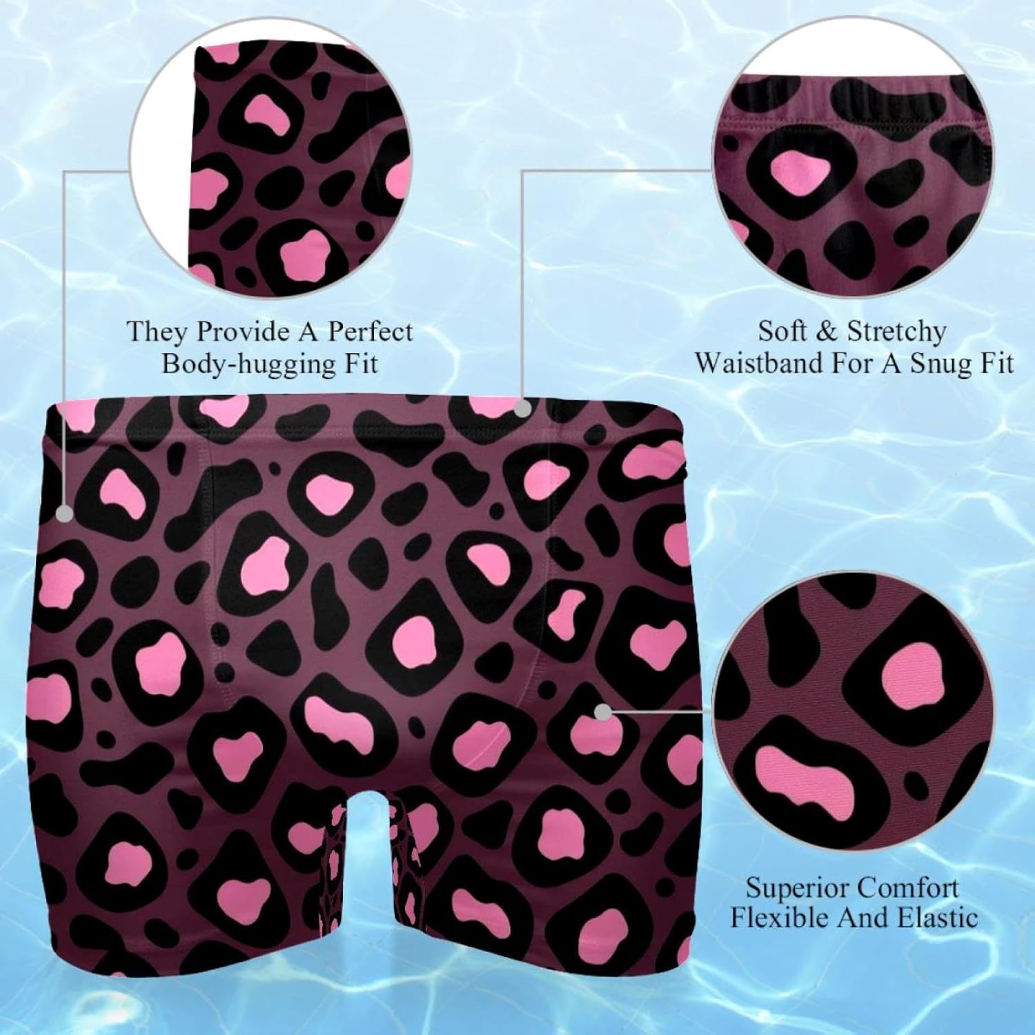 Mens Aesthetic Leopard Print-2542 Swim Trunks Elastic Waistband Short Mens Bathing Suit, S,