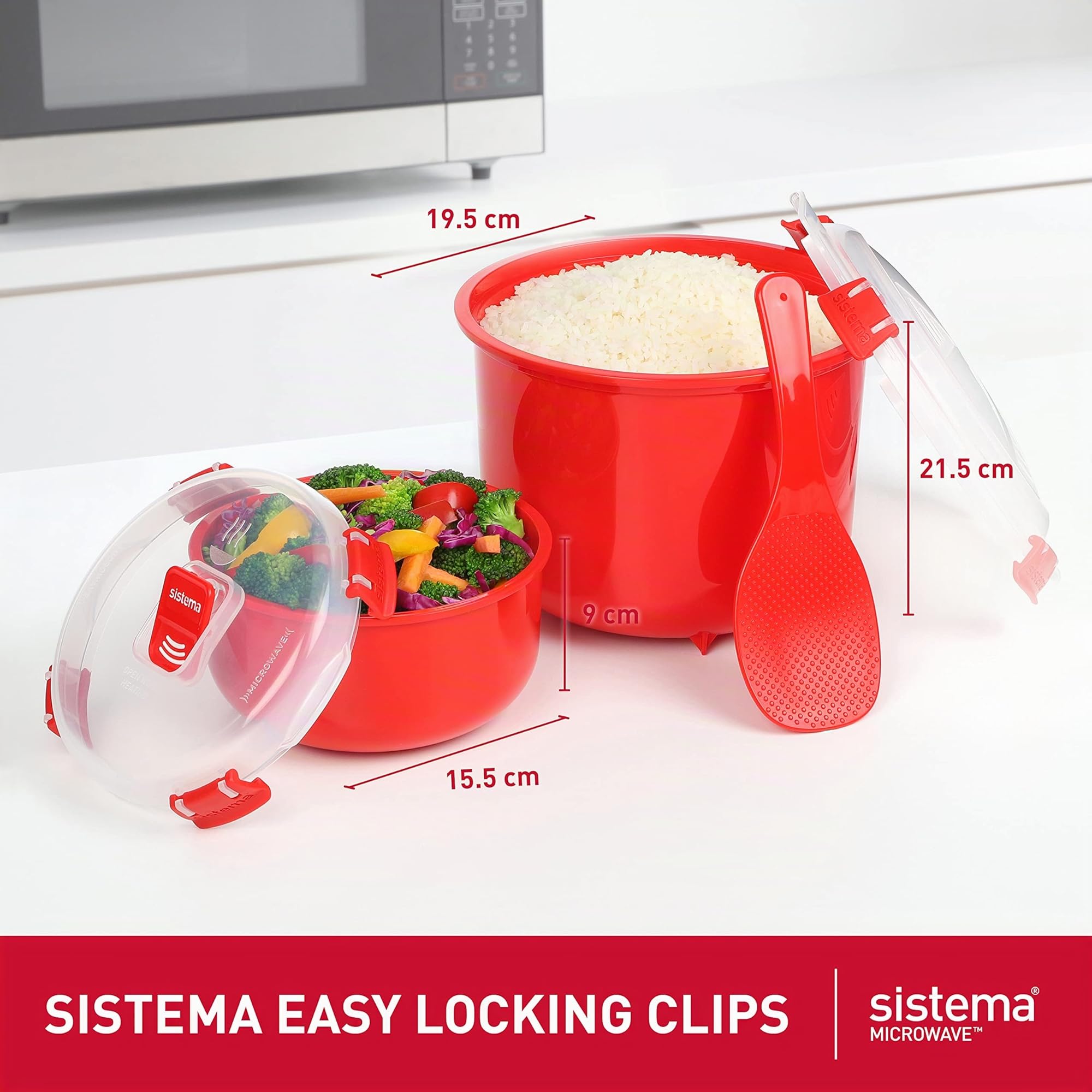 Sistema Microwave Rice Cooker (2,6 L) e contenitore alimentare Microwave Round (915 ml) | Privo di BPA