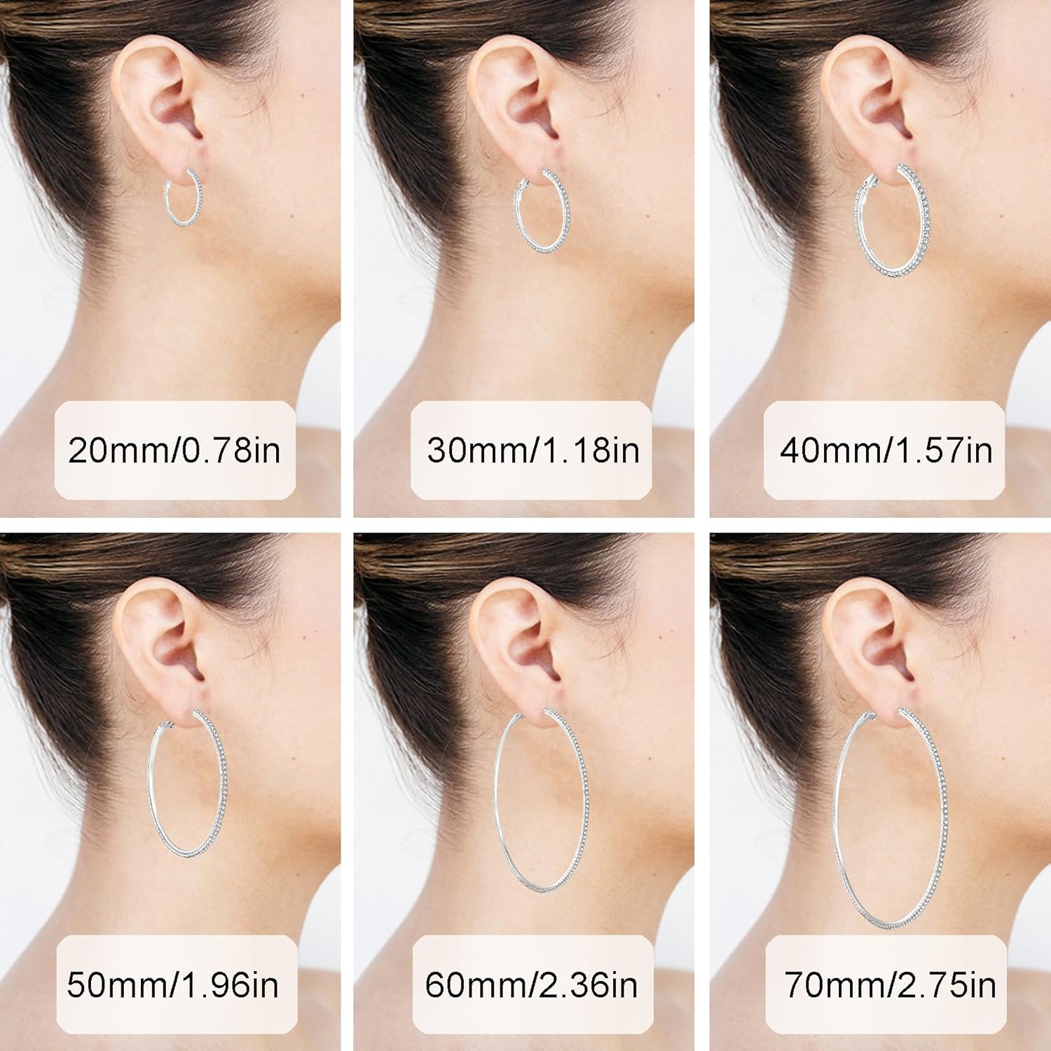 MOROTOLE 14K Gold Rhinestone Hoop Earrings - Fashion Thin Big Hoops, Hypoallergenic, 20/30/40/50/60/70mm - Image 5