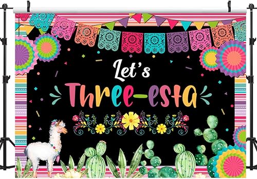Miniatura 4 de Lofaris Telón de fondo mexicano para tercer cumpleaños, fiesta de tercer cumpleaños, decoración de fiesta de cumpleaños para niñas, fondo de