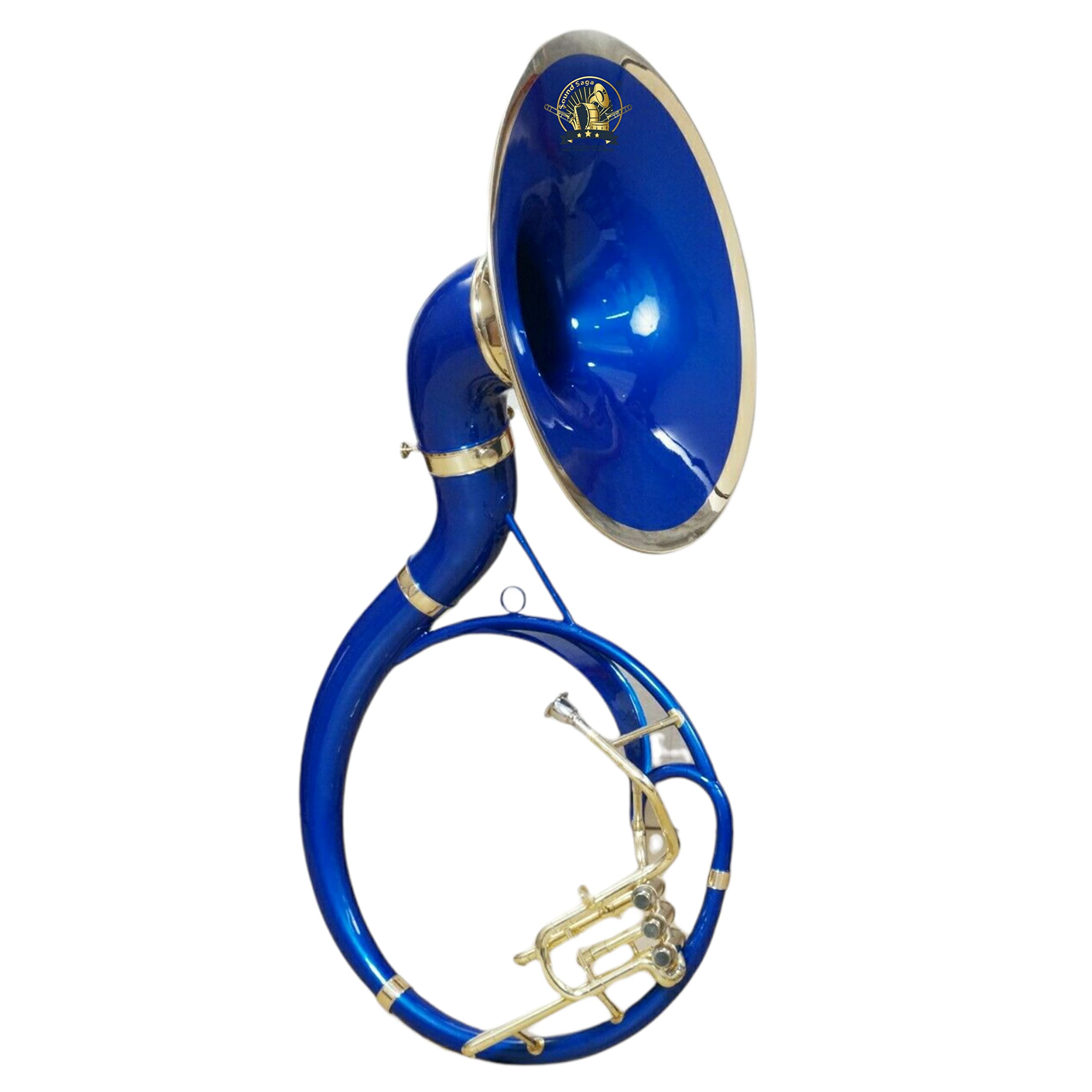 SoundSaga Sousaphon, 56 cm, handgefertigt, BB-Pitch, Premium-Messing-Qualität, inklusive Mundstück und Tragetasche, Blau