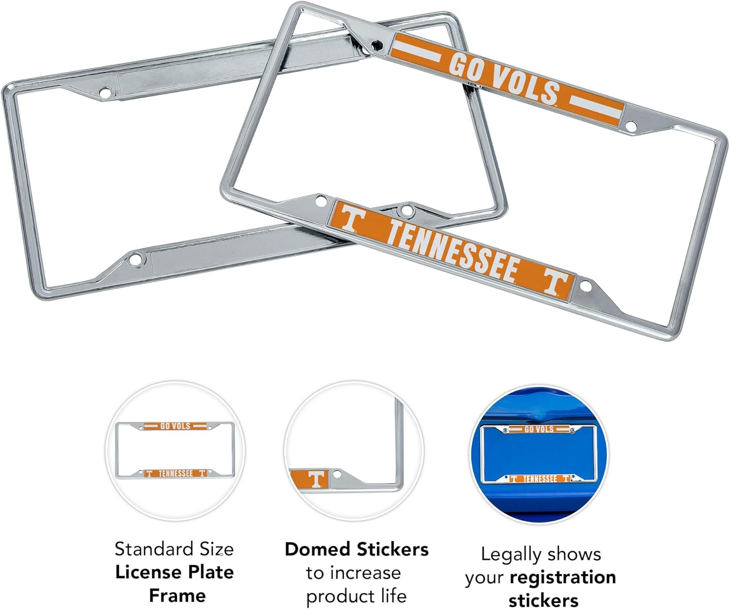 Desert Cactus University of Tennessee License Plate Frame UT Knoxville Volunteers Vols Holder for Front or Back of Car Metal Car Tag Holder Officially Licensed (Slogan 2) - Image 3