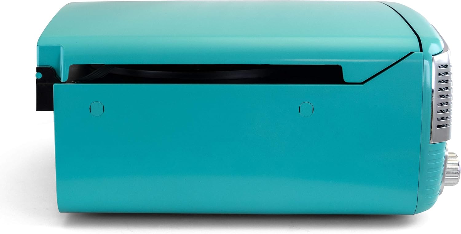 Trexonic Retro Record Player with Bluetooth, CD Players and 3-Speed Turntable in Turquoise