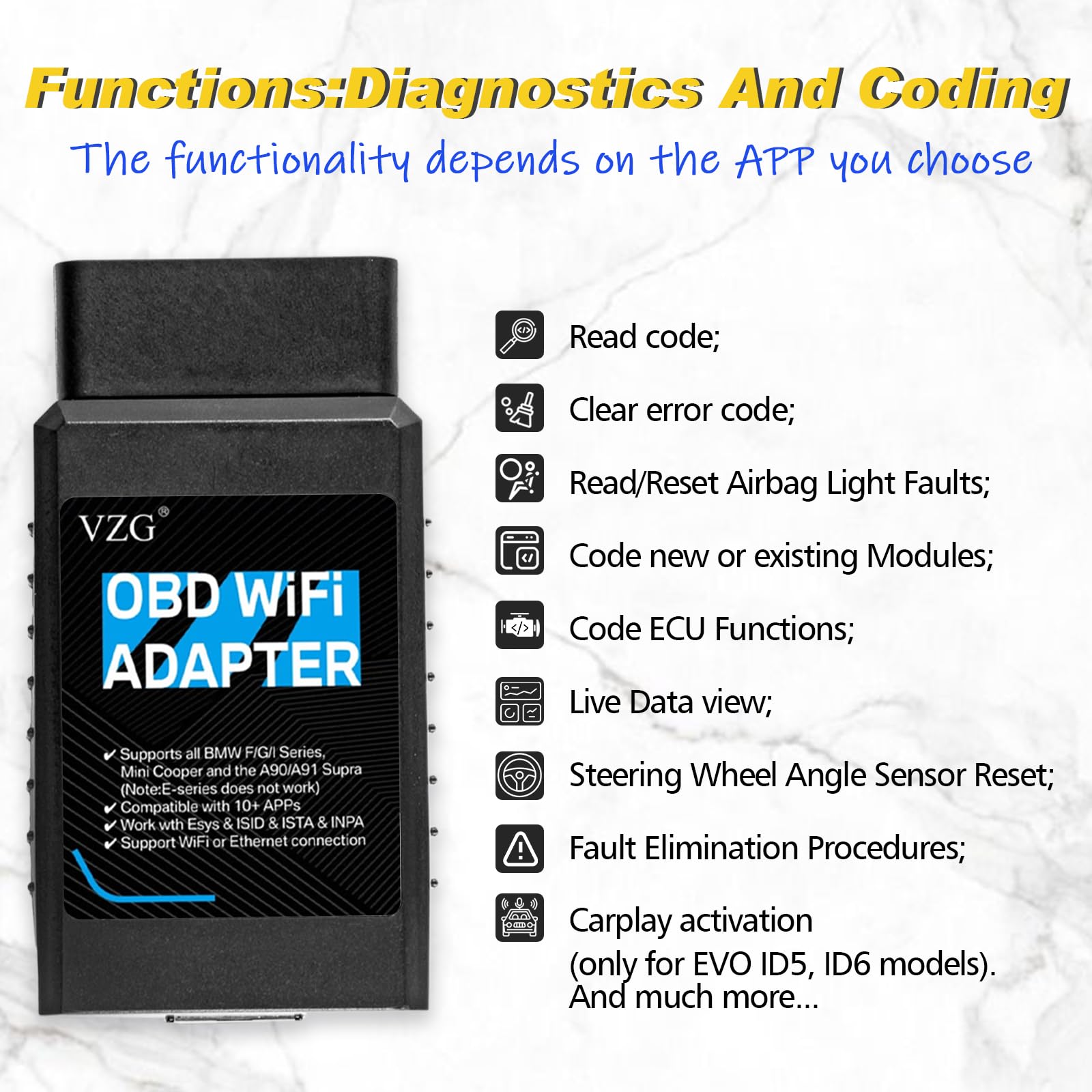 Amazon.co.jp: VZG BM3 WiFiアダプター、イーサネットとWiFiからOBD2へ