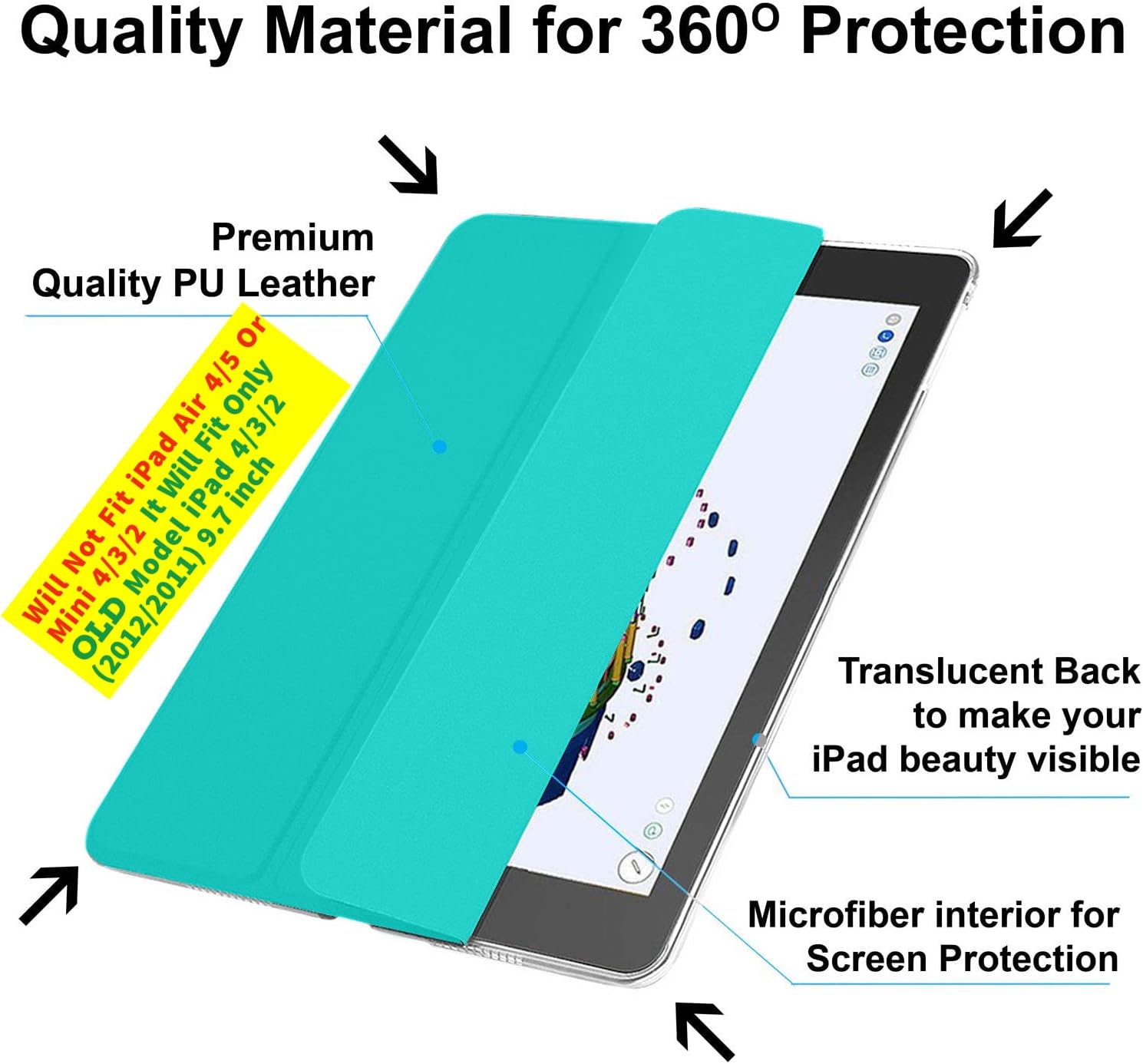 iPad 9.7 inch Old Model 4 3 2 Gen PC Case A1458 MD510LL/A MD513LL/A A1416 MC705LL/A MD328LL/A MD333LL/A MD336LL/A A1395 MC769LL/A MC954LL/A MC979LL/A A1459 MD514LL/A MD511LL/A MD515LL/A - Green