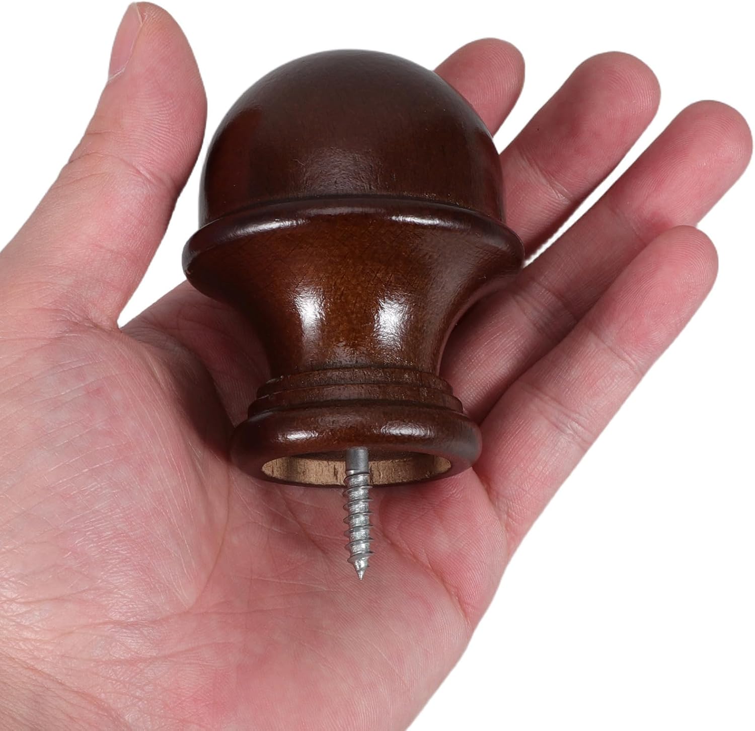 Alasum 4pcs Replacement Wooden Finials for Curtain Rods 1.1 Inch Round Screw-on End Caps Coffee Color Precision Crafted for Living Room Window Treatment Hardware