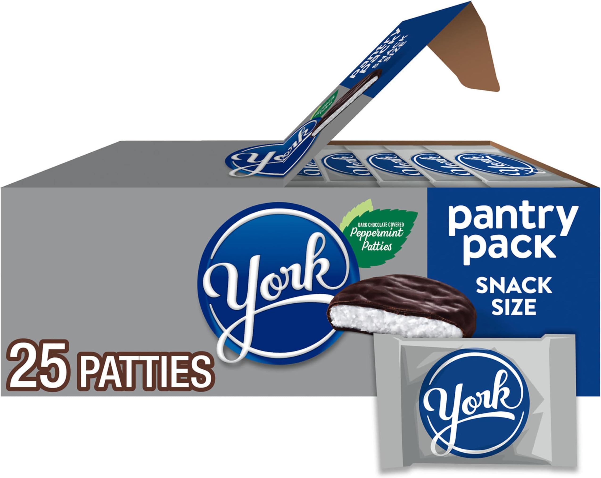 Dark Chocolate Snack Size Peppermint Patties, Candy Pantry Pack, 15 oz (25 Pieces)