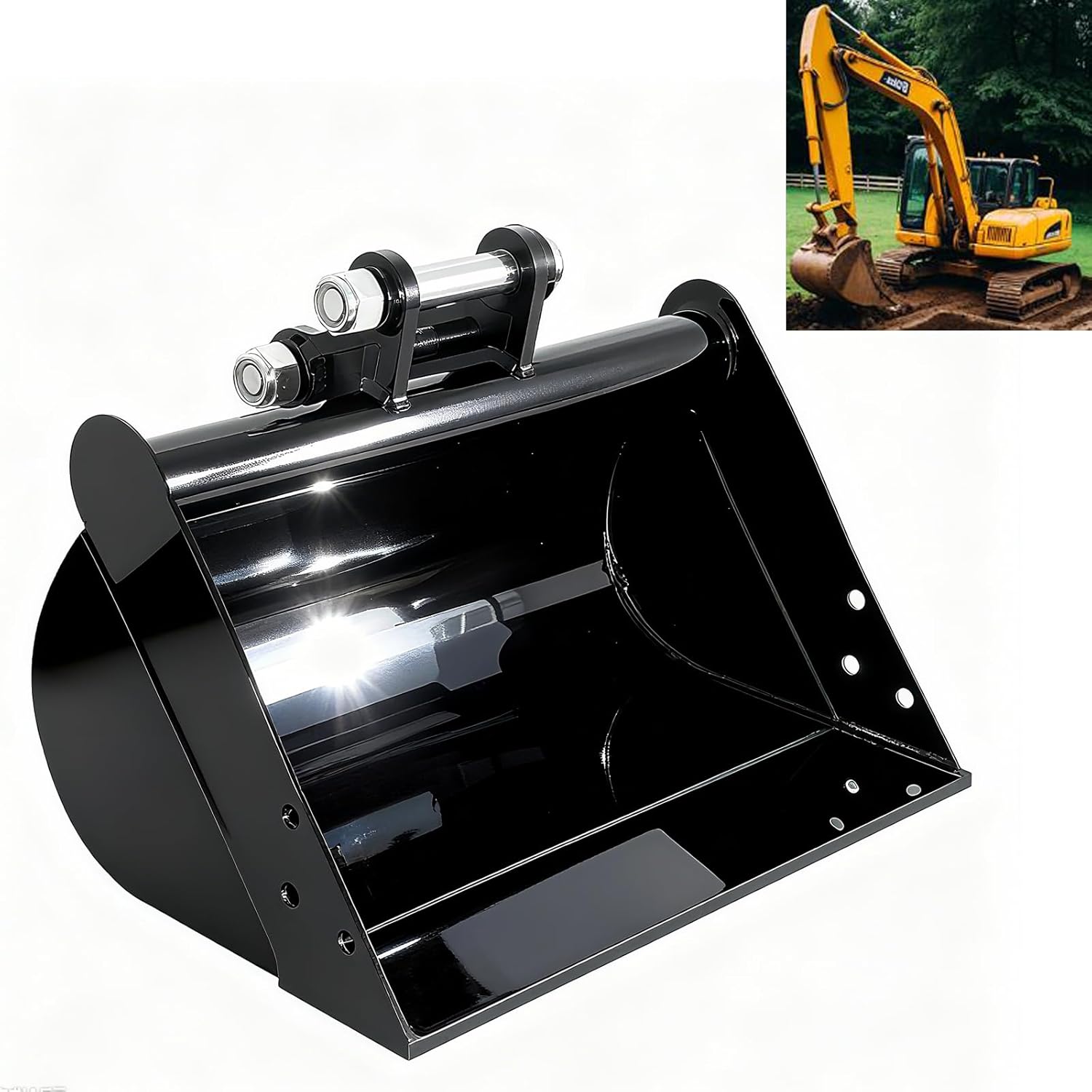 No Teeth Flat Backhoe Buckets 19.7in/500mm, Sturdy Mini Excavator Bucket Manganese Steel, Practical Mini Excavator Accessories for Digging Loading Sand, Soil, Agricultural & Construction Machinery