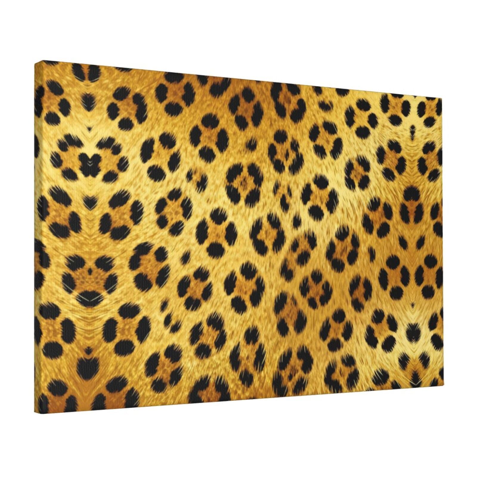 CNTDBU Yello Leopard print Canvas Wall Art 16x24 Inch-Large Modern Painting Print for Living Room, Framed Ready to Hang Artwork for Bedroom