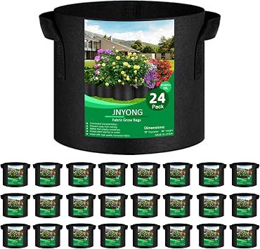 JNYONG 24-Pack 5 Gallon Thickened Non-Woven Grow Bags