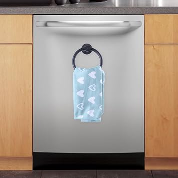 Magnetic Towel Holder for Refrigerator, Magnet Towel Ring Hand Towel Bar Hook Hanger for Fridge, Kitchen Dishwasher, Stove, Oven, Sink, Laundry Washer, Dryer, Black