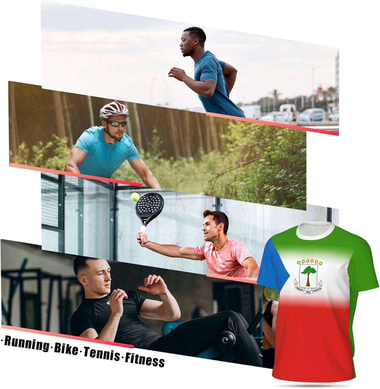 Jersey Mesh T-Shirt Equatorial Guinea Flag Gradient Color 3D Print for Running Cycling Soccer