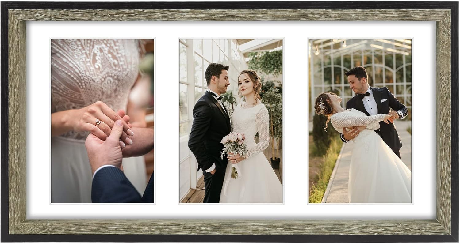 Frametory, 4x6 Triple Picture Frame in Grey and Black