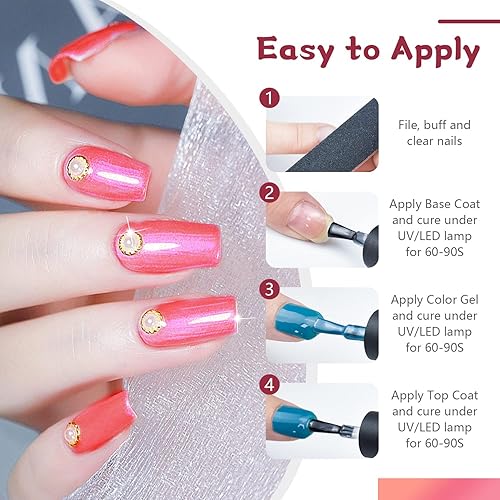 Miniatura 100 de JODSONE - Kit de esmalte de uñas de gel con lámpara ultravioleta de 32 colores, gel de uñas permanente para arte de uñas, estética u hogar, gel