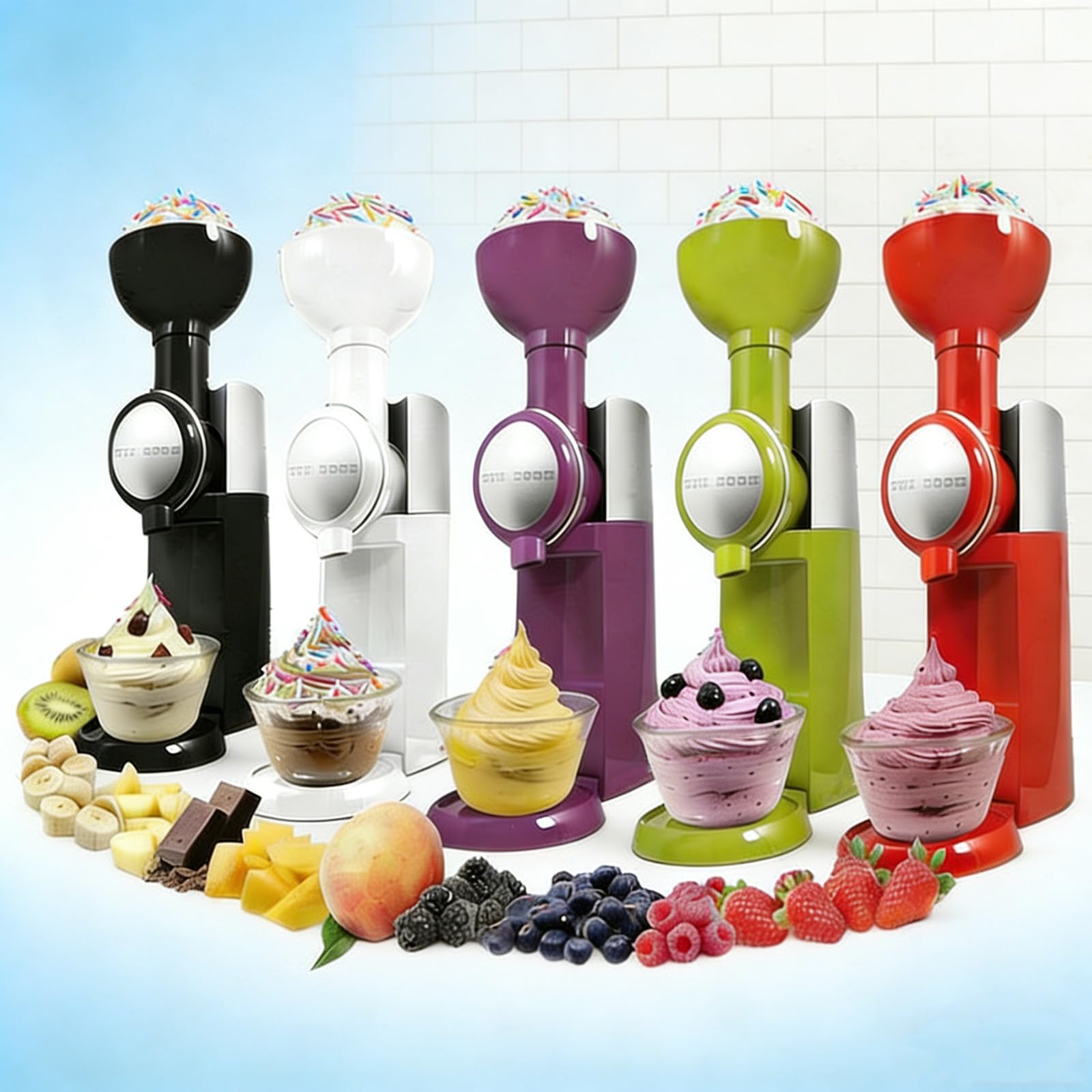 Frozen Fruit Soft Serve Maker 180 W kompresor Gelato Smoothie Jogurt Deser Maszyna do użytku domowego, zdrowy wegański, kompaktowy, łatwy do czyszczenia