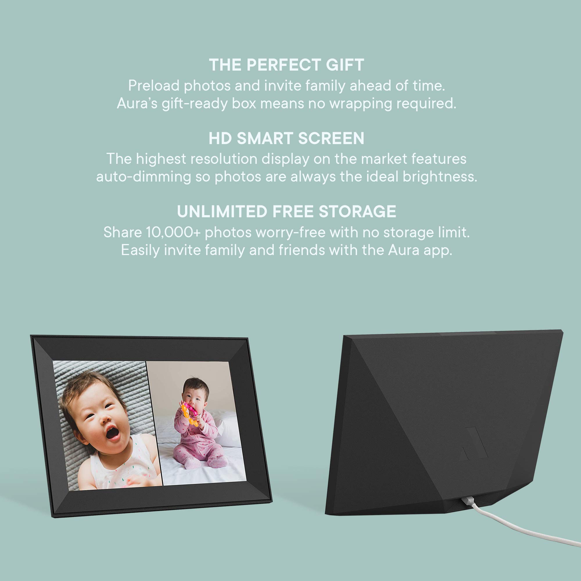 Aura Carver Smart Digital Picture Frame 10.1 Inch HD WiFi Cloud Digital