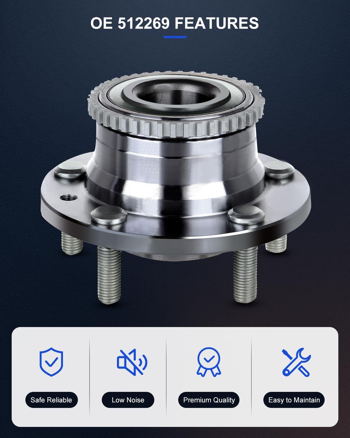 ECCPP Replacement for Wheel Bearing Hub 512269 X2 Bearing Assembly Rear 5 Lugs W/ABS Sensor for 1991-2009 Dodge Stealth/Viper 1990-2006 Mazda MPV/Protege/Protege5 1991-2006 Mitsubishi 3000GT/Lancer