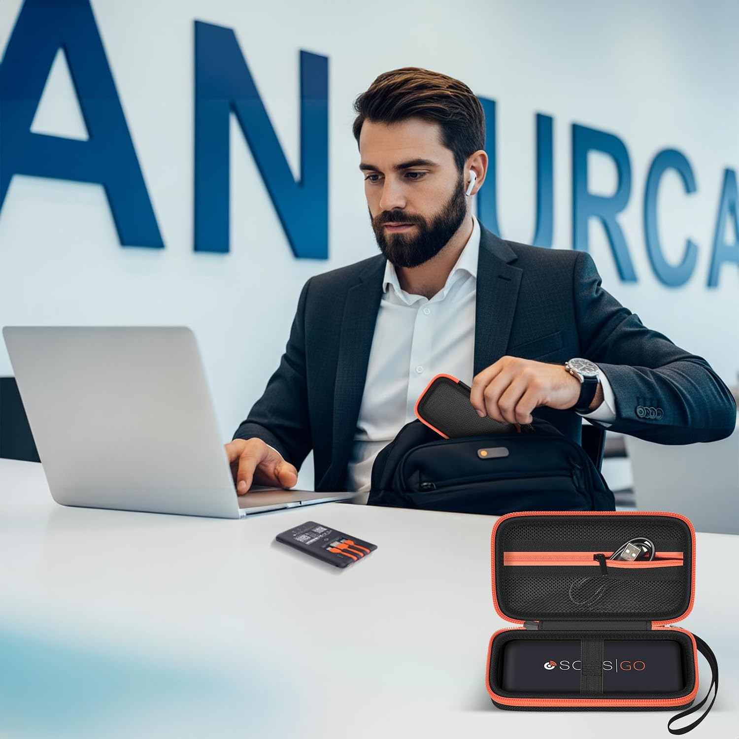 Case Compatible with SIMO Solis Go 4G Mobile Hotspot WiFi Power Bank, Portable WiFi Hotspot for Travel Storage Holder Bag with Mesh Pocket for Charger USB Cable & Accessories (Box Only) - Black
