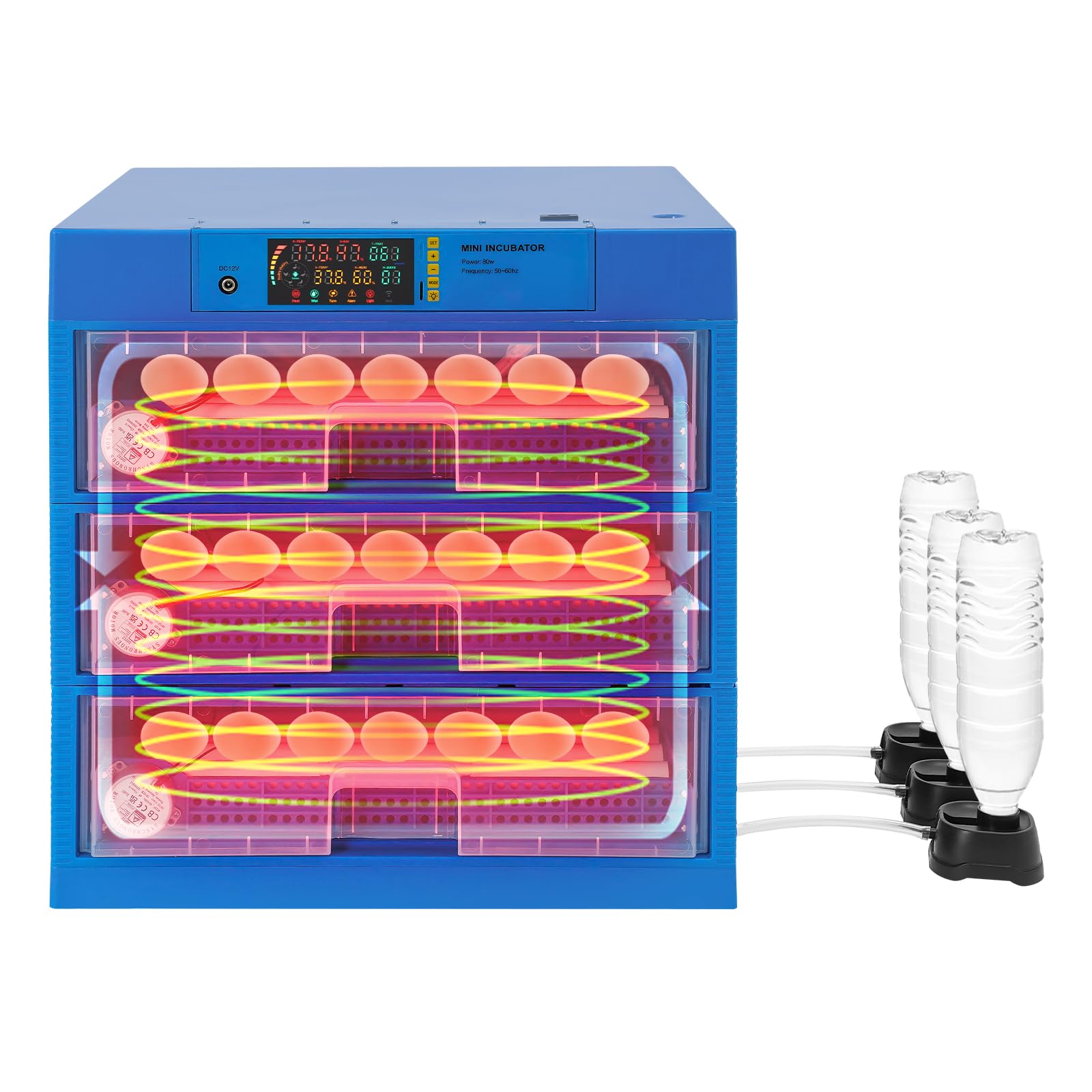 192 Eggs Incubator, Poultry Hatching Incubator with Automatic Temperature Control & Egg Turning, Automatic Dual Power Supply Incubator for Chick Quail