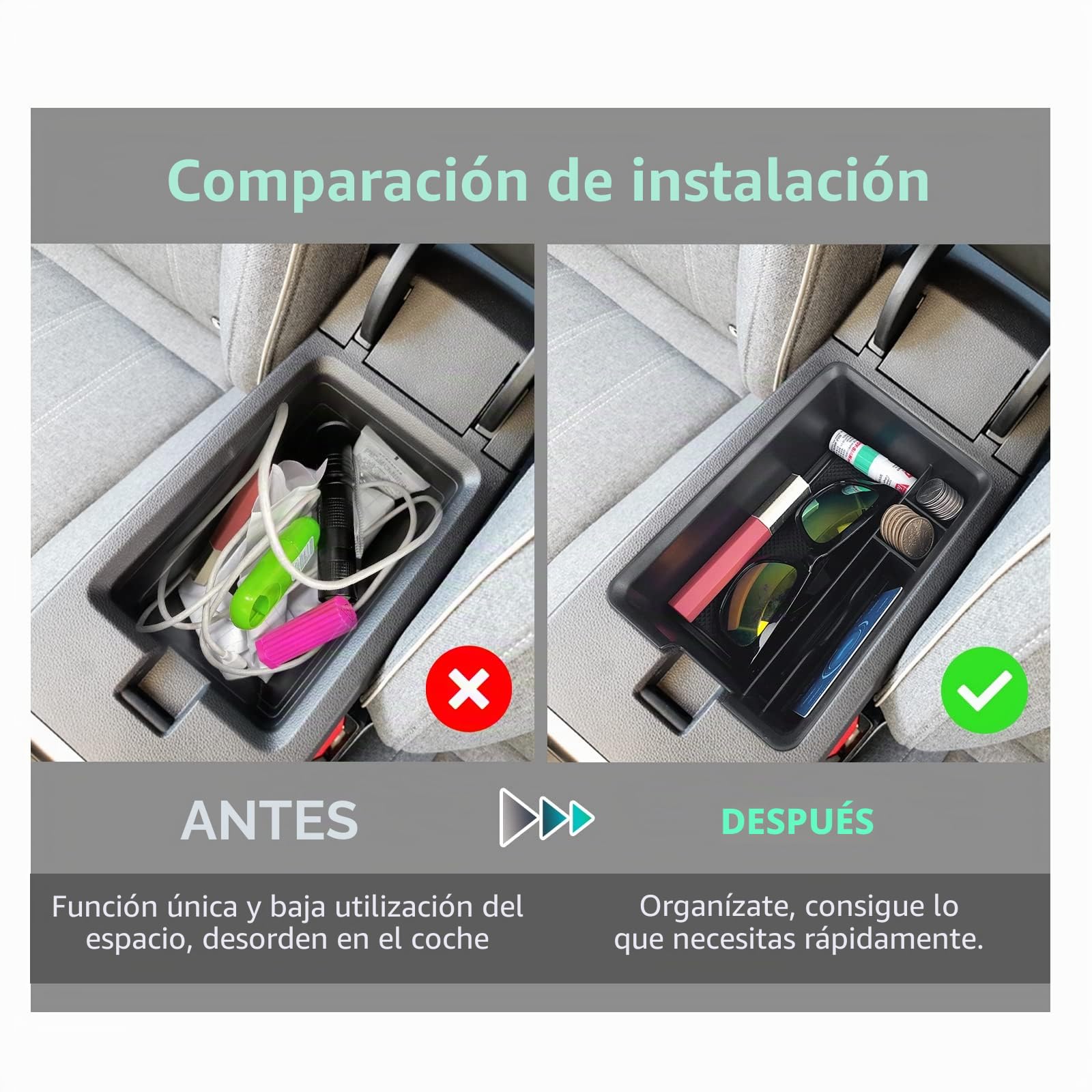 GAFAT Compatible con Renault Megane E-Tech/Scenic E-Tech 2022-2024 2025 Caja de Almacenamiento, Megane ETech Organizadora Bandeja para Reposabrazos+Bandejas Inferiores de la Consola Central