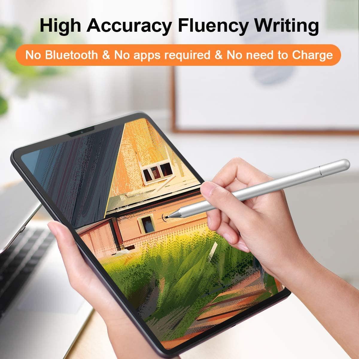 Stylus Touch Screen Pen Fiber Tip Compatible with Samsung Galaxy A15 5G/ A14 5G/ A13 5G, Aluminum Lightweight Silver Color