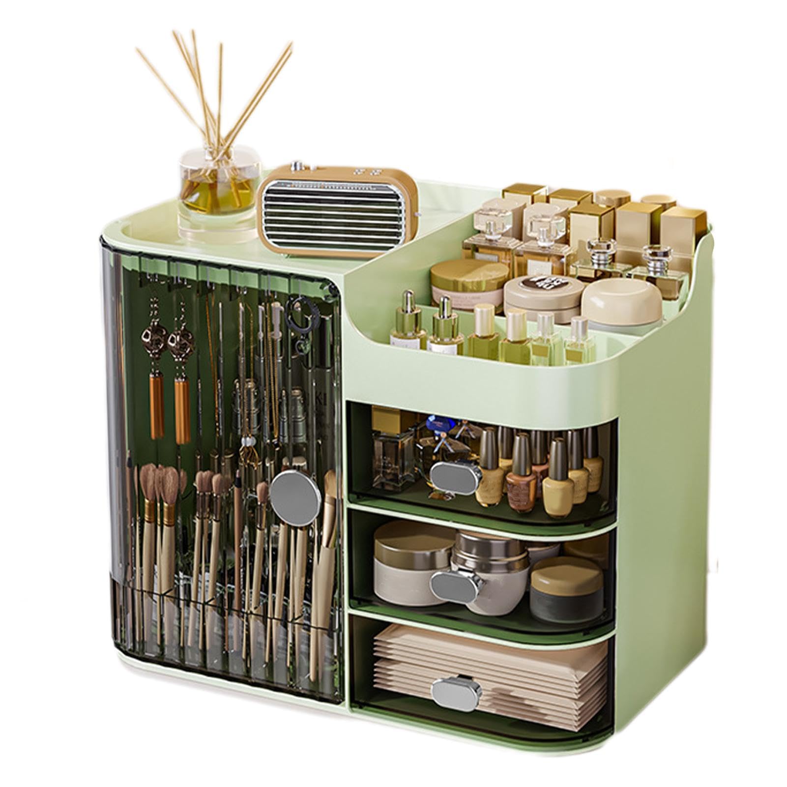 Boîte de rangement pour cosmétiques – Tiroir de bureau de grande capacité | avec plusieurs compartiments | Récipient cosmétique idéal pour femme pour mascara, pinces à cheveux, produits à sourcils, etc