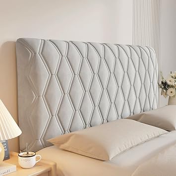 Universal Bed Headboard Slipcovers, All-inclusive Headboard Backrest Protection Cover for King/Double/Single Bed, Bedside Dust Covers, Soft Polyester Fabric 160cm,Grey
