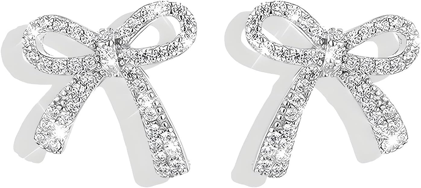 Bow Earrings for Women Trendy Prom Earrings Dresses Accessories Sparkly Rhinestone Stud Earrings Prom Wedding Party Outfit Jewerly Gifts