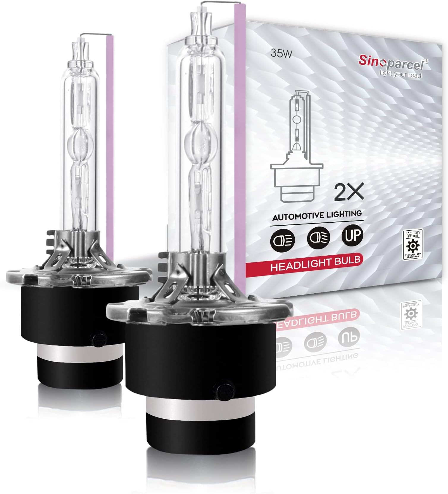 Sinoparcel D2S Xenon HID Headlight Bulbs - 10000K 35W High Low Beam 66240 85122UB 66040 Replacement Lights -Pack of 2