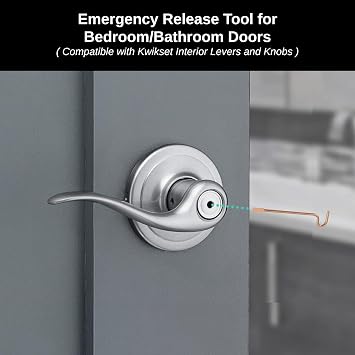 Bedroom/Bathroom Door Steel Emergency Key Pins Compatible with Kwikset Interior Levers and Knobs (10), Gold Color