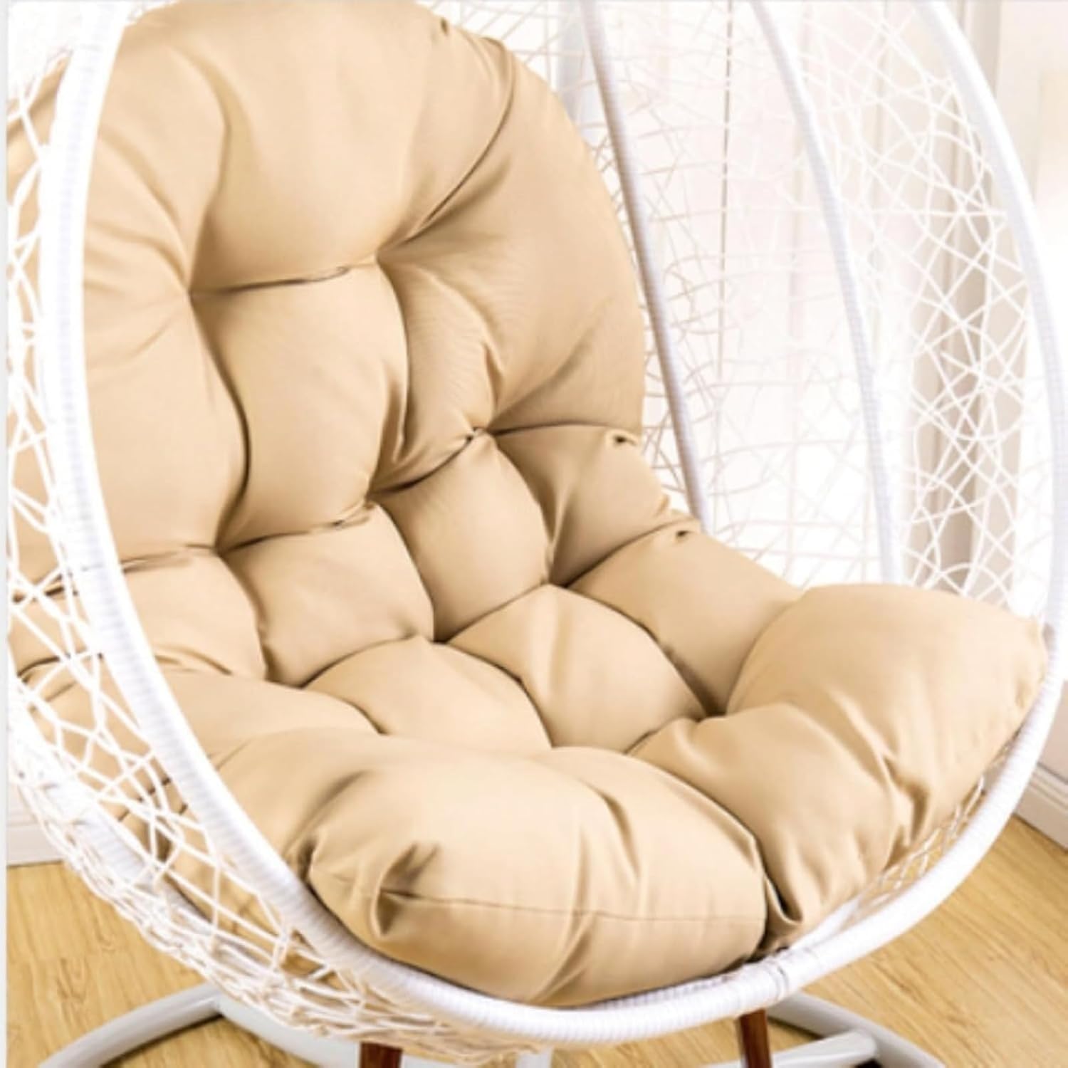 Cuscino Per Sedia A Uovo In Rattan – Spesso, Sfoderabile, Con Cuscino Testa - 4