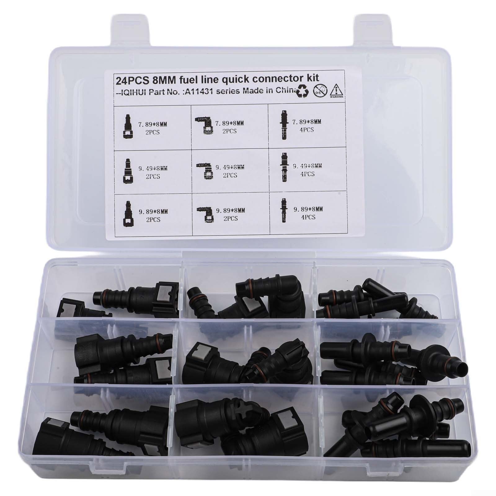 Ensemble de déconnexion rapide pour conduite de carburant, 24 pièces pour connecteurs de fluides automobiles pour accouplements à clip de tuyau, assortiment de réparation de tuyau d'essence 8 mm 9 mm