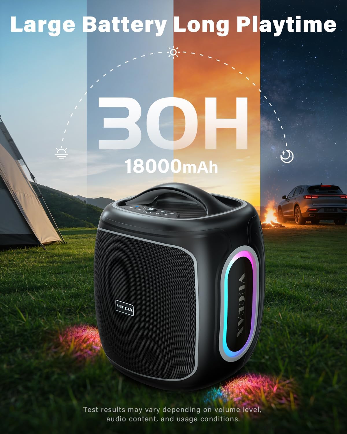 Portable Bluetooth Speaker with Deep Bass, 120W Peak Wireless Party Speaker, 30H Battery & RGB Lights, TWS, IP65 Waterproof, Fast Charging 18000mAh, Outdoor Speaker for Beach Camping Travel