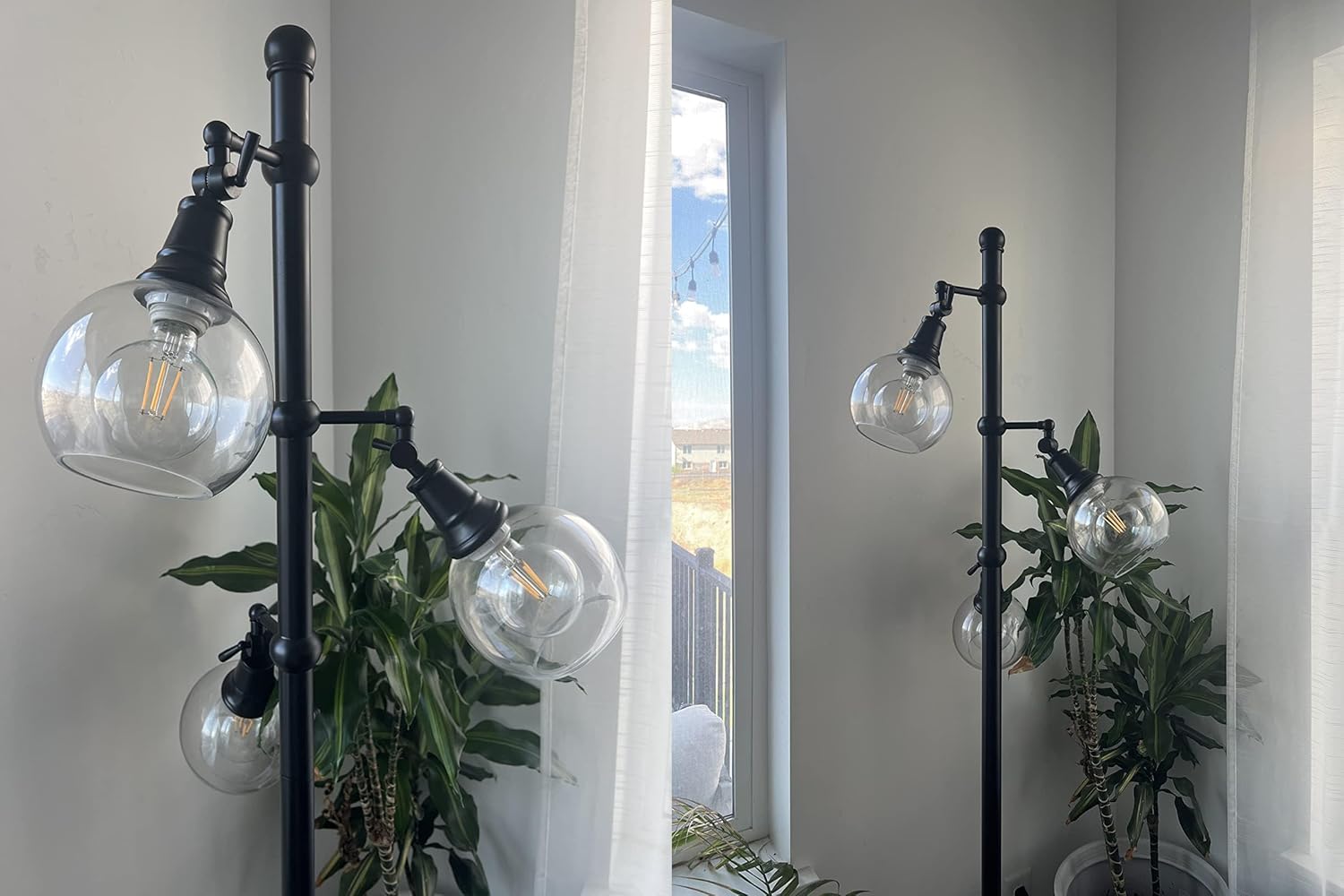 3 Pack Clear Glass Globes for Light Fixtures Replacement, 5.9" Diameter, Clear Round Glass Globe Lampshade Cover for Pendant Light Wall Sconce Chandelier, 1-5/8 Inch Fitter