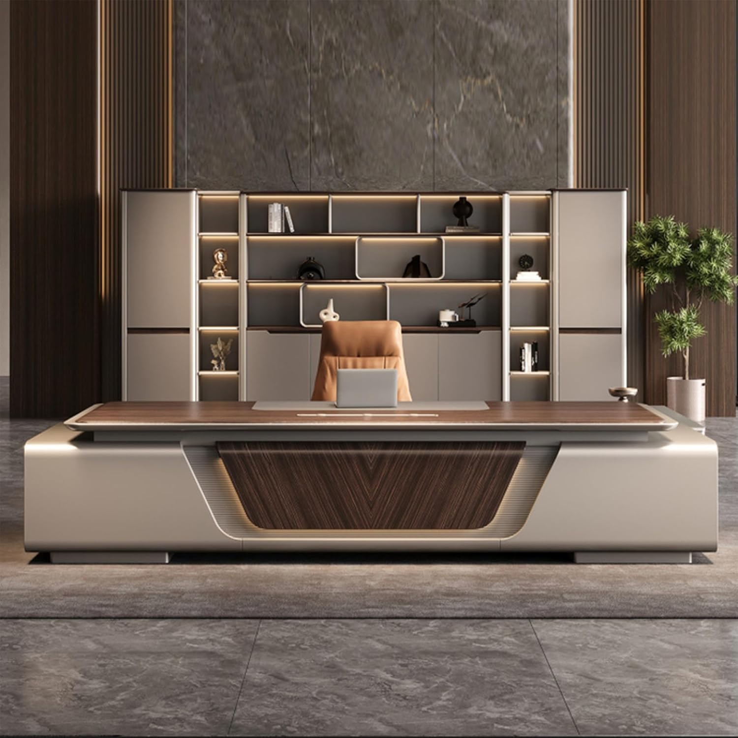 Executive Desk boss Light Luxury high-end Office Furniture, chairmans Suitable for Private Area Senior, Daily Work, Business Negotiations, Important Meetings, Document Storage.2.4M