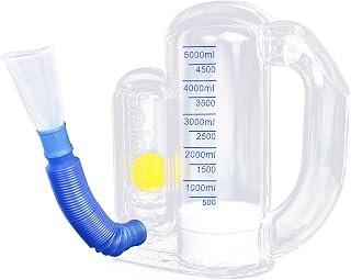MAWWAKM Incentive Spirometer Adult & Kids - 5000ml Deep Breathing Trainer with Flow Rate Indicator for Lung Exercises