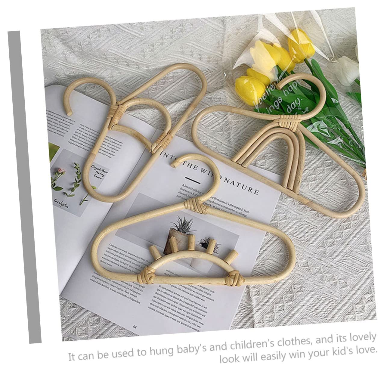 Unomor Baby Hangers for Nursery Rattan Boys and Girls Hangers Boys and Girls Rattan Hook for Baby's Clothing Storage