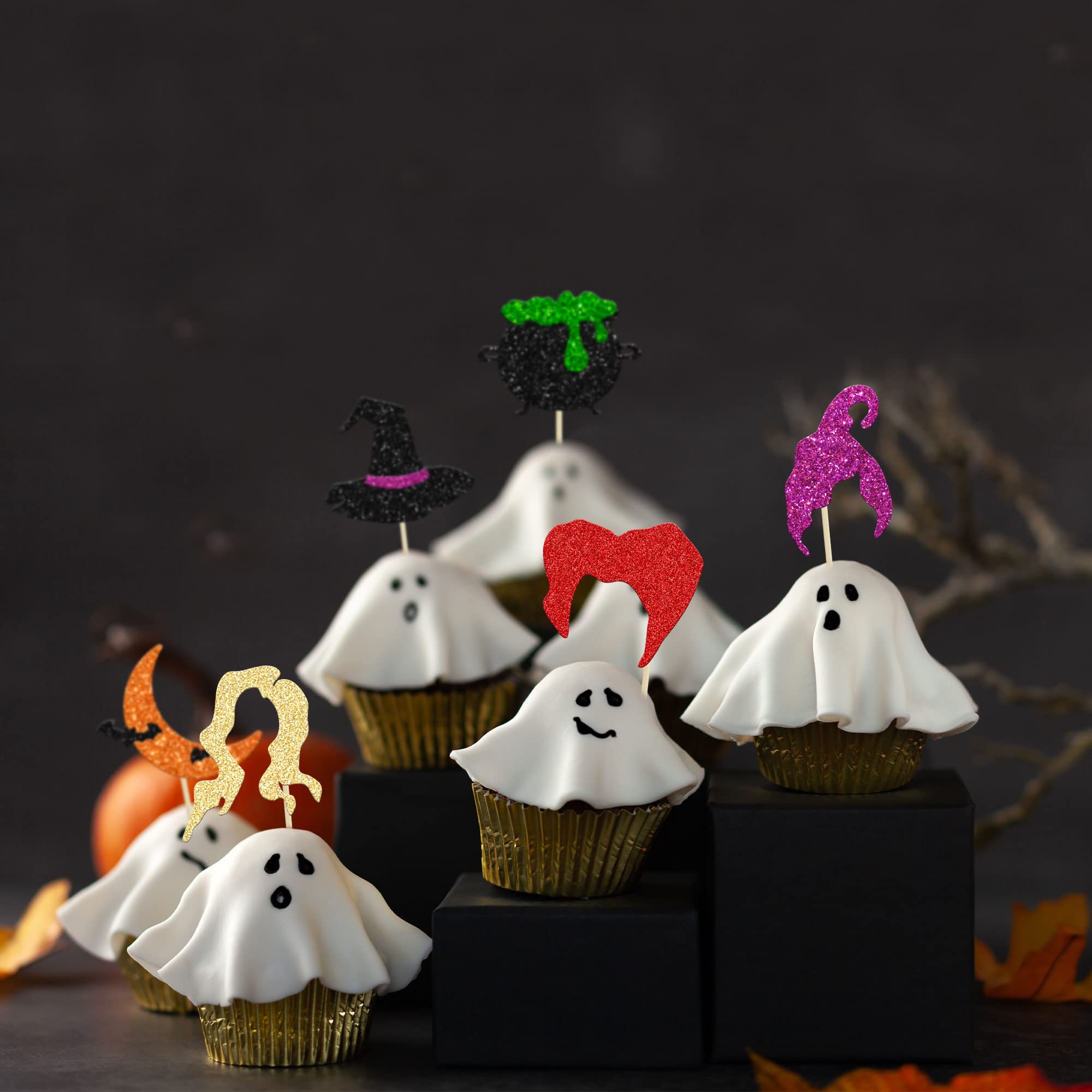 Gyufise Halloween Cupcake-Topper 24 Stück – Totenkopf-Design, Aus Karton, Für Kuchen & Desserts, Party-Deko