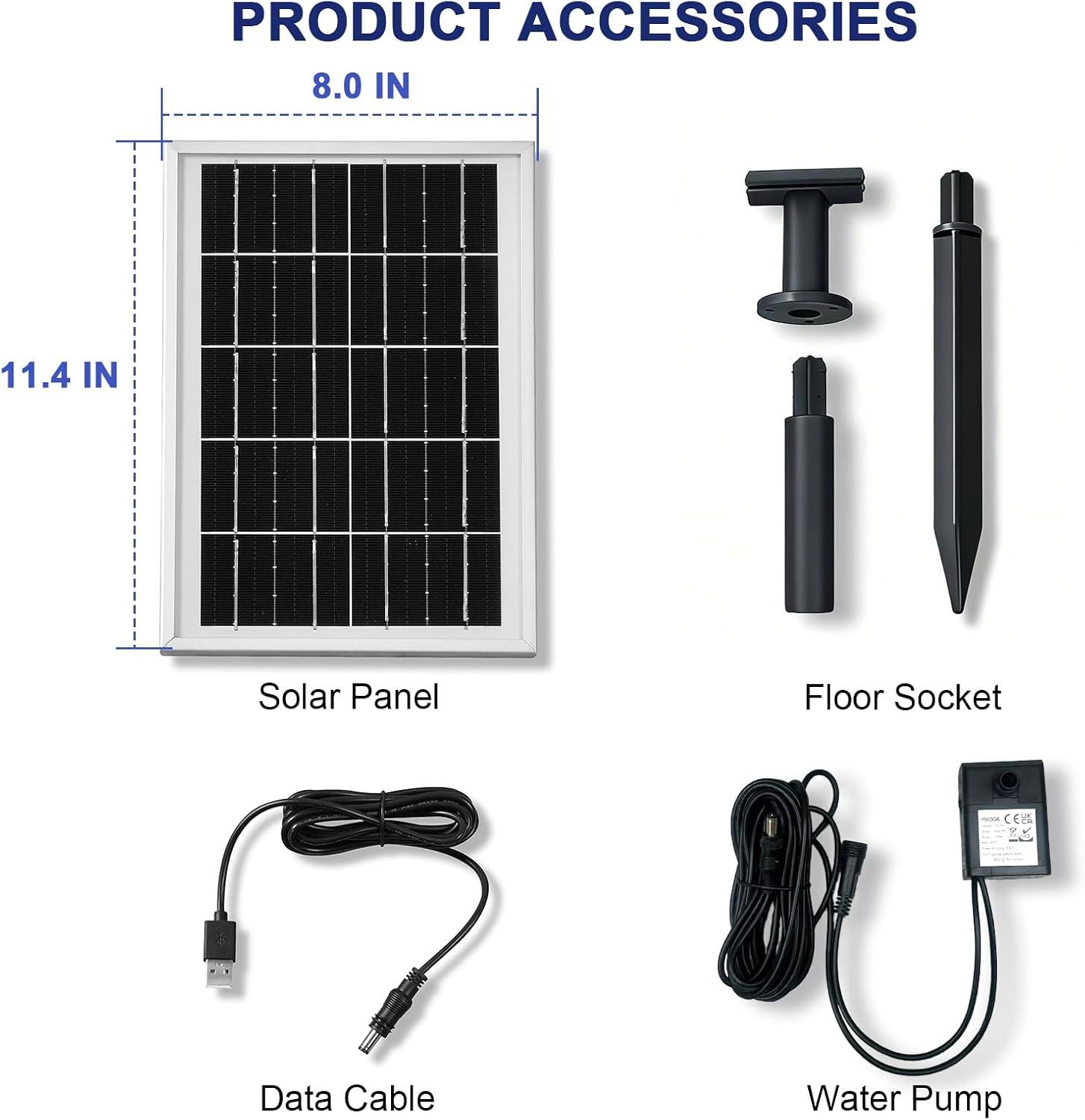 10W Solar Water Pump with 4000mAh Battery, 492LPH Flow & 1.24M Lift, Solar Fountain Pump with 5M Cable & Complete Accessories, for DIY Water Features