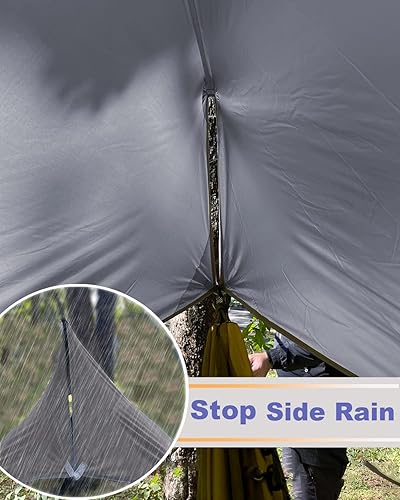 Miniatura 6 de Sunyear Hamaca de Camping, Hamaca Portátil Individual y Doble con Red, Tienda de Hamaca para 2 Personas con 2 Correas de 3 metros, Ideal para