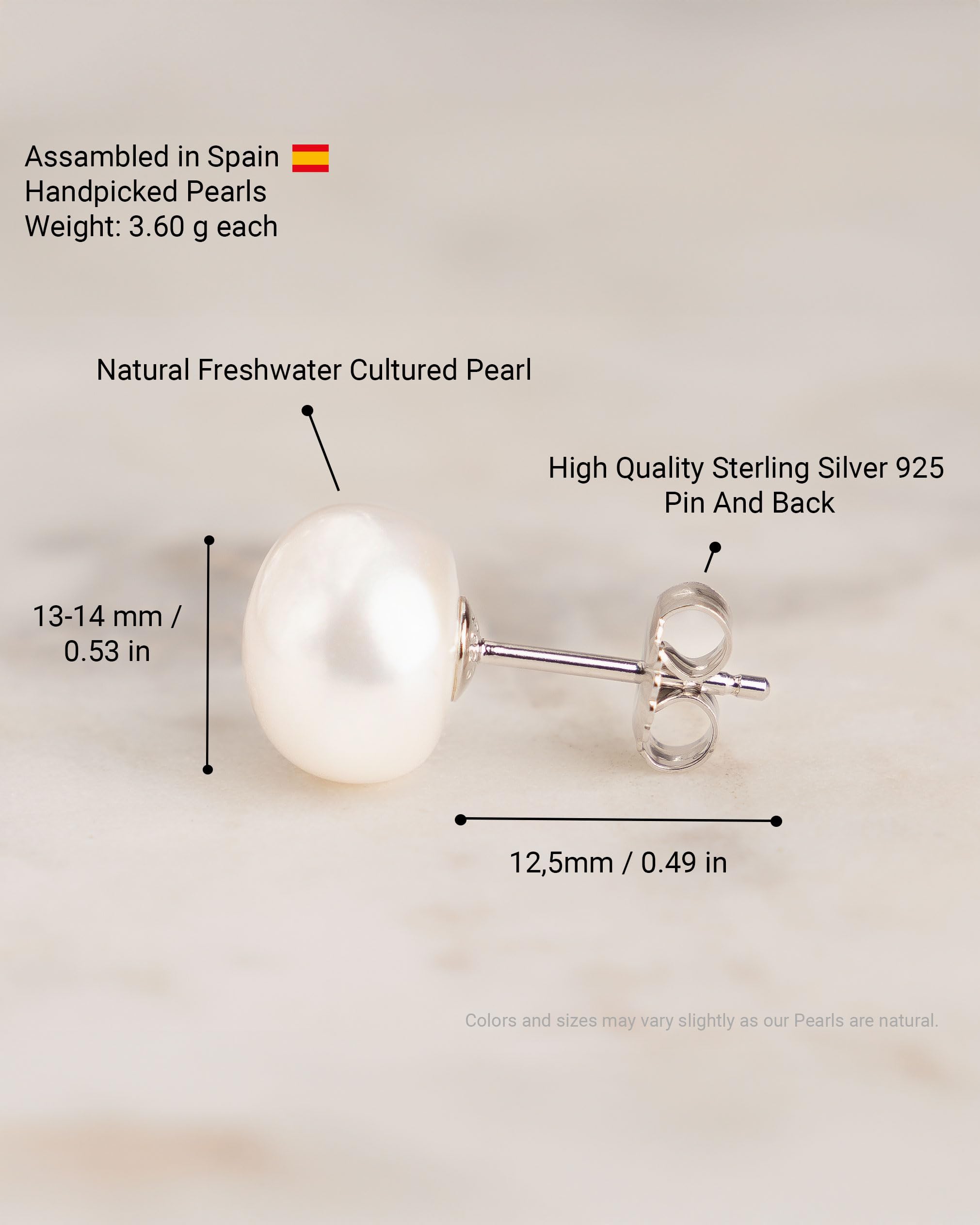 Secret & You Boucles d'oreilles pour femme en perlesde culture d’eau douce Keshi baroques blanches | Argent massif 925